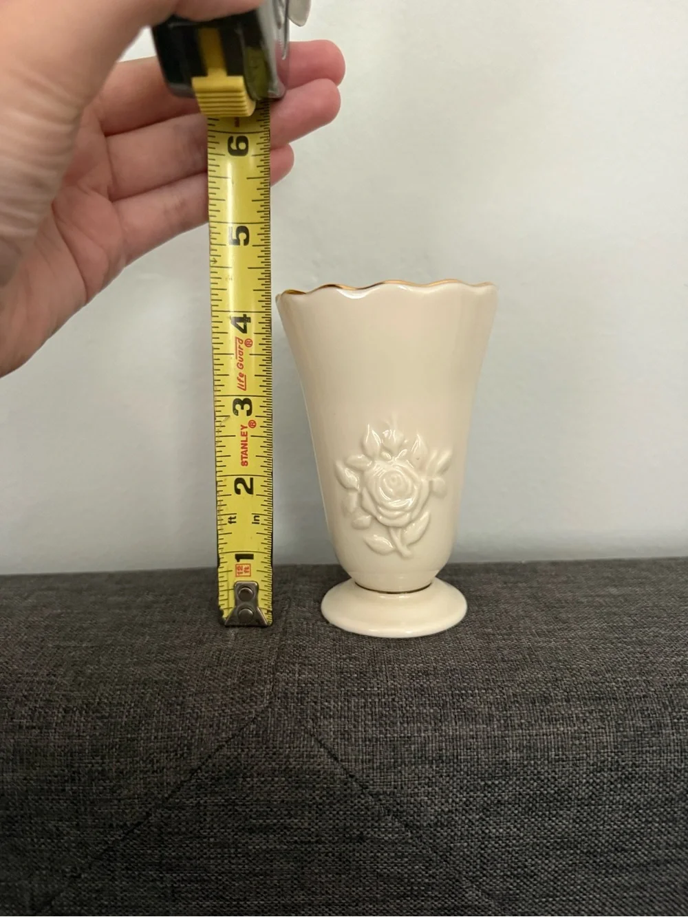 Lenox Ivory Porcelain Rose Bud Vase Gold Trim 4.5”